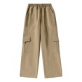 thumbnail image 7 of Lenpel Girls' Cargo Pants Elastic High Waisted Wide Leg Casual Joggers Baggy Streetwear Trousers with Pockets 8-12 Years, 7 of 7