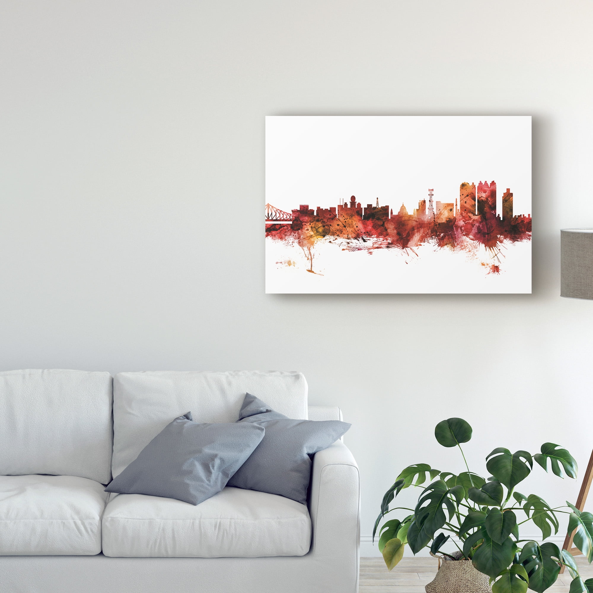 Trademark Fine Art 'Calcutta (Kolkata) India Skyline Red' Canvas Art by Michael Tompsett