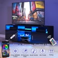 thumbnail image 3 of Hommpa LED TV Stand for TVs Up to 65" Modern TV Cabinet with 2 Doors and Glass Shelf Wooden Media Console Storage Entertainment Center, 3 of 11