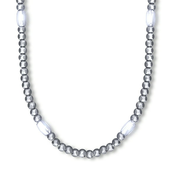 FlashingBlinkyLights Silver Light Up LED Mardi Gras Bead Necklace