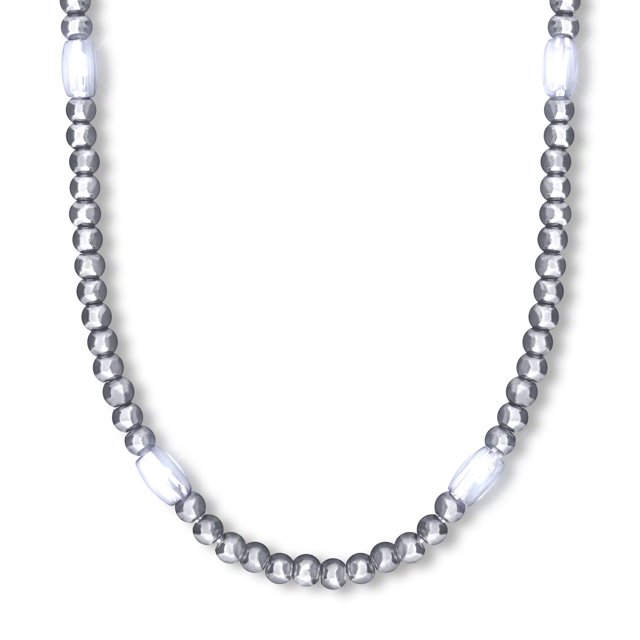 FlashingBlinkyLights Silver Light Up LED Mardi Gras Bead Necklace