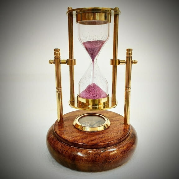 Brass Hourglass Sand Timer Antique Sand Glass Sand Clock Vintage Gift Compass