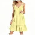 thumbnail image 2 of Titcea Summer Dresses for Women 2026, Solid Color Ruffled Hem Sleeveless V-Neck Midi Dresses, Hawaiian Vacation Summer Casual Flowy Beach Dresses, Gifts for Mom/Her, 2 of 9