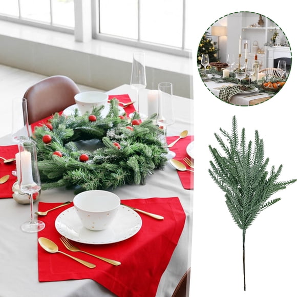 PEONAVET Pine Needle Green Plants Christmas Artificial Pines Branch Fake Picks Greenerys Pines Branches Christmas Artificial Floral Picks DIY Christmas Tree Crafts for Christmas Festival Home