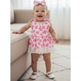 thumbnail image 5 of BemeyourBBs Western Baby Girl Summer Clothes Cowgirl Outfit Romper Dress Cute Cow Spot Print Bow Tie Ruffle Lace Trim Cami Jumpsuit Playsuit Hedband, 5 of 9