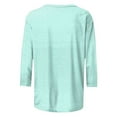 thumbnail image 6 of Zysthvn Casual Womens Tops Summer 3/4 Sleeve Womens Shirts Loose Fit Breathable Crew Neck Solid, 6 of 6