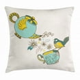 thumbnail image 1 of Tea Throw Pillow Cushion Cover, Bird Drinking Winged Teapot Alice in Wonderland Style Friends Flowers Spring, Decorative Square Accent Pillow Case, 20 X 20 Inches, Teal Pale Blue Yellow, by Ambesonne, 1 of 2