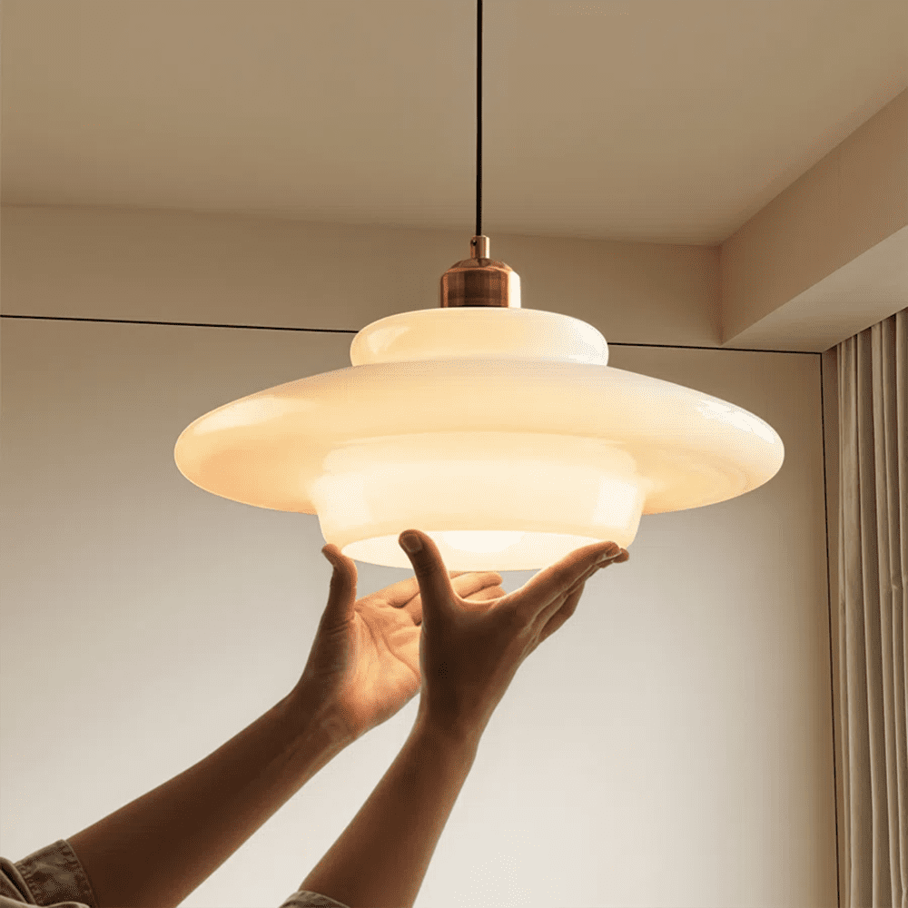 Mid Century Pendant Light Fixtures E26 Modern Gold Brass Kitchen Island Chandelier Lamp Milk White Glass Large Pendant Lamps for Dining Table Bedroom Hallway