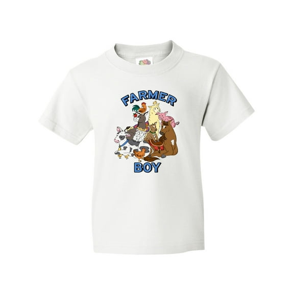Inktastic Farmer Boy with Happy Farm Animals Youth T-Shirt