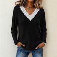thumbnail image 2 of Tops for Women Lace V-Neck Soft Long Sleeve Ribbed Knit Pullover Casual Fall Winter Shirt, 2 of 7