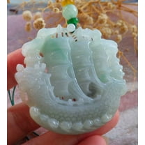 Green Natural A Jade jadeite Pendant Dragon Bird Sailboat Necklace  685252 TN