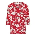thumbnail image 4 of Oalirro Small Fragmented Flower Criss Cross Women's Fashion Casual V-neck 3/4 Sleeve Shirt, 4 of 5