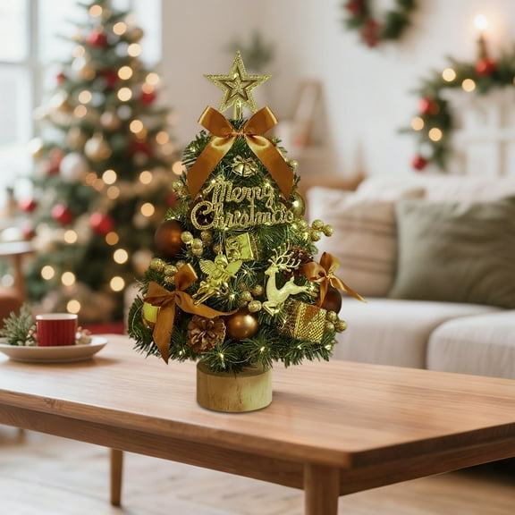 Iumwxz Mini Christmas Tree Desktop Decoration DIY Green Plastic Artificial Tree for Small Spaces Office Home Holiday Decor 17.72 Inches Tall