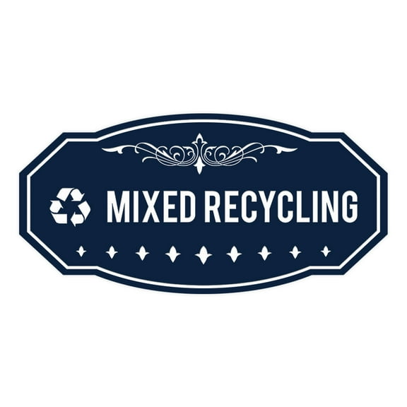 Signs ByLITA Victorian Mixed Recycling Sign (Navy Blue / White) - Large