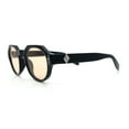 thumbnail image 6 of Round Keyhole Bridge Vintage Horn Rim Dagger and Shield Logo Sunglasses Black - Beige, 6 of 8