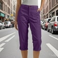 thumbnail image 3 of Womens Capris for Summer Plus Size New Womens Capris with Pockets Stretch Lightweight Casual Cargo Pants Summer Cropped Trousers Outdoor Clothes Purple 3XL, 3 of 6