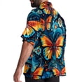 thumbnail image 3 of Flower Butterfly Men's Short Sleeve Beach Shirts Hawaiian Button Down Casual Summer Printed Unisex Top, 3 of 6