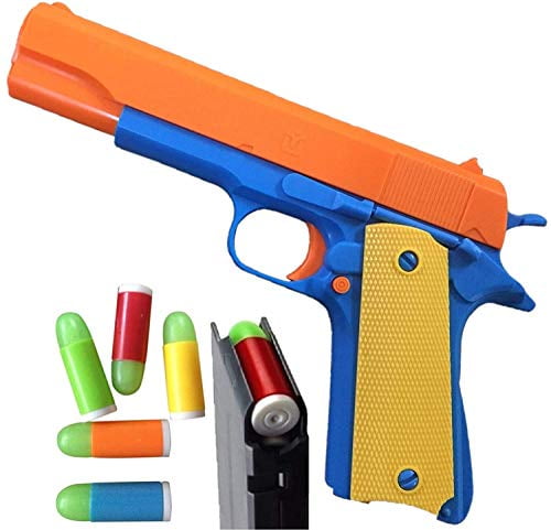 Ejecting Magazine and... Pinovk Colt 1911 Toy Gun with 10 Colorful Soft Bullets 