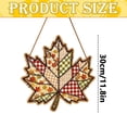 thumbnail image 3 of Fall Maple Leaf Wooden Door Hanger, 11.8" Plaid Patchwork Welcome Sign, Rustic Front Door Ornament, Thanksgiving Harvest Wall Pendant, Farmhouse Home Art Decor, Autumn Entryway Hanging Plaque, 3 of 7