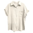 thumbnail image 4 of Women's Solid Color Casual Batwing Sleeve Button Pocket Short Sleeve Shirt, 4 of 4
