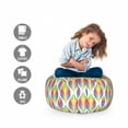 thumbnail image 2 of Colorful Storage Toy Bag Chair, Abstract Rainbow Colored Art of Leaf Look Motifs in Repeating Vertical Design, Stuffed Animal Organizer Washable Bag, Large Size, Multicolor, by Ambesonne, 2 of 3