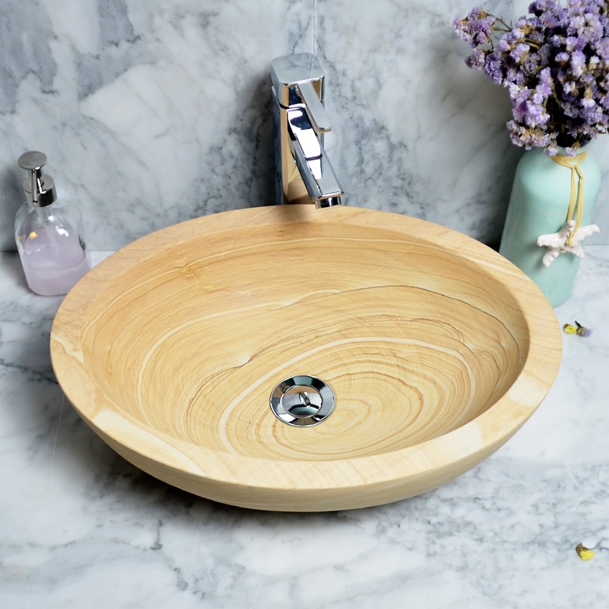 Andrade Oval Single Bowl Sandstone Sink Walmart Com Walmart Com