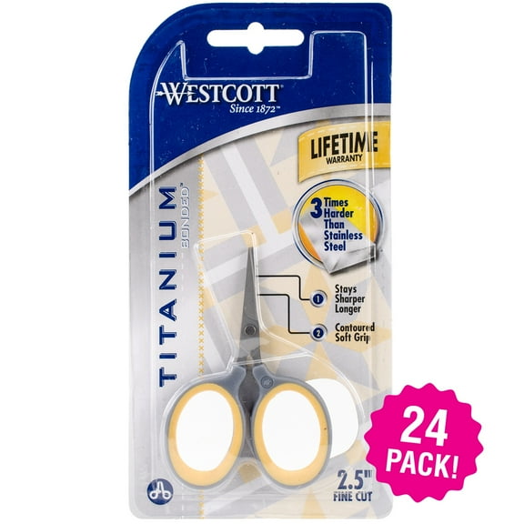 Multipack of 24 - Westcott Titanium Fine Cut Scissors 2.5"