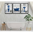 thumbnail image 3 of Navy Blue Bathroom Canvas Wall Art Paintings Fun Blue Bathtub and Toilet Paintings Pictures Wall Decor Posters Print Artwork for Washroom Restroom Home Decoration（Only canvas）, 3 of 6