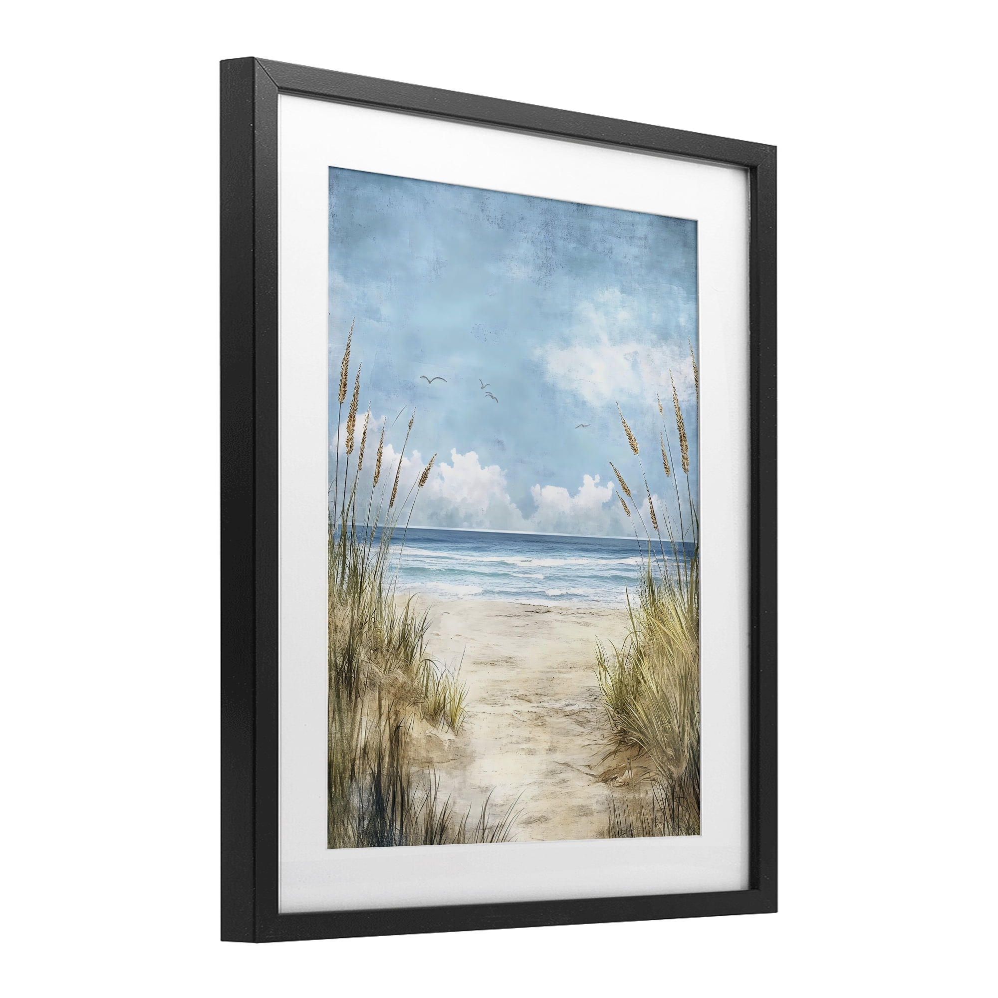 Stupell Industries Free Seagulls over Beach Dunes Black Framed Print Under Glass, design by Creative Studio