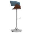 thumbnail image 2 of Modern Swivel Bar Stool with Adjustable Height, Blue Fabric Upholstery and Chrome Metal Base, 2 of 6
