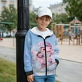 thumbnail image 3 of FKELYI Blue Snow Pink Axolotl Print Graphic Hoodies for Kids Zipper Front Sweatshirt Fall Winter Jacket with Pockets Fleece Lining Hoodie for Boys Girls, M, 3 of 6