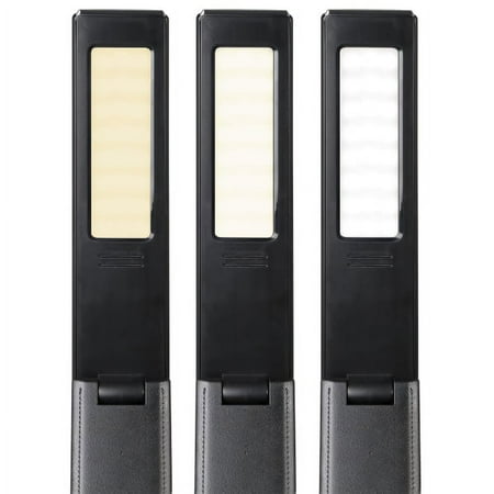OttLite - Rise LED Desk Lamp w/ LCD Smart Display, USB Charging Port, 3 Brightness Settings, 3 Color Temperatures & Foldable Shade - Black