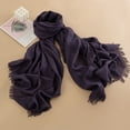 thumbnail image 2 of PRINxy Women’s Solid Breathable Fringe Shawl, Versatile Long Neck Scarf For Road Travel Coffee Runs Casual Daily Days Purple, 2 of 3