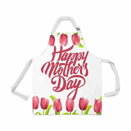 ASHLEIGH Adjustable Bib Apron for Women Men Girls Chef with Pockets Spring Tulips Flower Bunch Happy Mother's Day Best Mom Ever Love Kitchen Apron for Cooking Baking Gardening Grooming (Best Tulip Table Reproduction)