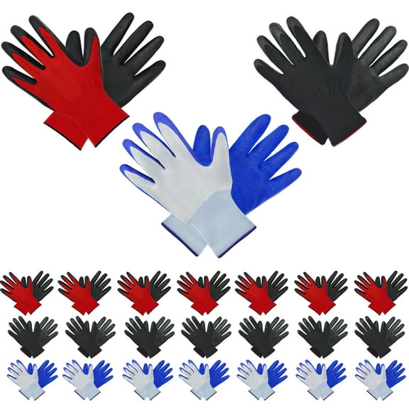 24 Pairs Gardening Gloves for Men Women Breathable Rubber Coated Safety Work Gloves Bulk for Gardening Construction Work