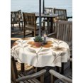 thumbnail image 2 of Outdoor Tablecloth with Umbrella Hole for Patio/Picnic/Party/Camping, Brown Rustic Flower Waterproof Table Cloth Round Cover Washable, Watercolor Retro Floral Leaves Pastoral (Dia 54"), 2 of 9