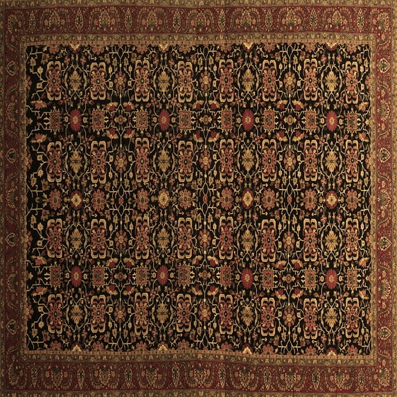 Ahgly Company Indoor Square Persian Brown Traditional Area Rugs, 4' Square