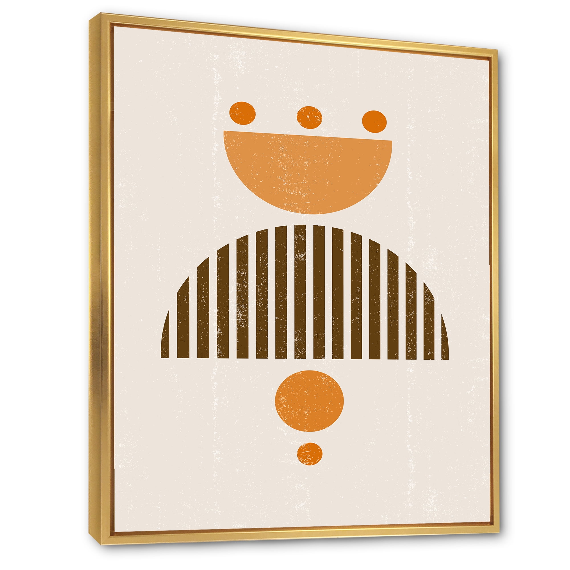 Designart 'Abstract Minimal Moon and Sun In Earth Tones II' Modern Framed Canvas Wall Art Print