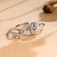 thumbnail image 2 of vylahjewellery Classic Moissanite Birthday Gift Ring Romantic Halo Oval Cut Engagement Ring Set 18K Vermeil White Gold Anniversary Women Ring Wedding Bridal Set Ring foe Her, 2 of 7