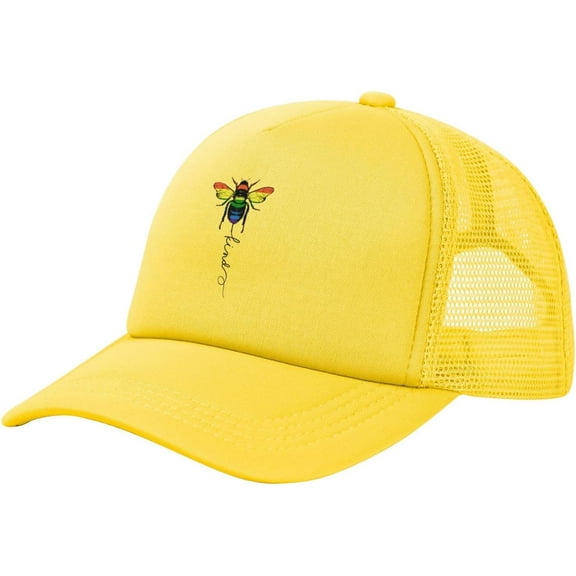 Bee Kind LGBT Trucker Hat Women Mesh Baseball Cap Cowboy Hat Men Dad Hat Adjustable Hat Snapback Hat Black