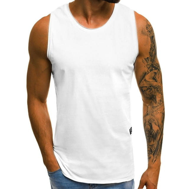AherBiu Mens Tank Tops Sleeveless Crewneck Tank Tops Summer Athletic Gym Running Workout Tank Tops