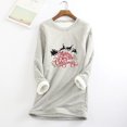 thumbnail image 1 of Chandails à Capuchon pour Adolescentes Femmes et Hiver Décontracté Mode Tempérament Peluche Chaude sous-Couche Imprimé de Noël Pull Manches Longues Col Rond Haut Tenues d'Hiver pour Femmes en Solde, 1 of 5