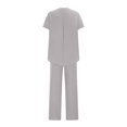 thumbnail image 4 of Women's Casual V Neck Trousers Suit Set Comfortable Wear For Daily Outfits Vacation Outfits Versatile Stretch Pants Outfit For Spring Summer Fall Wide Leg Romper Overalls for Women plus Size Overall, 4 of 6
