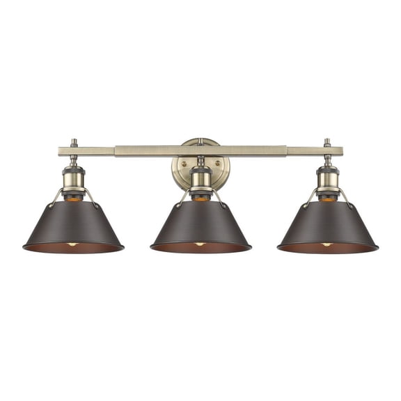 Yep by Golden Lighting Orwell 3-light Vanity in Aged Brass and Rubbed Bronze shade