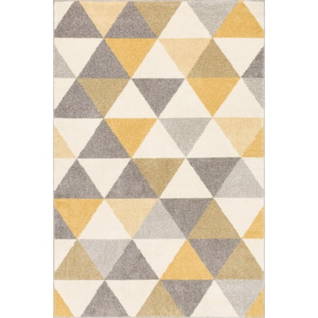 Modern Gold Machine - Well Woven Mystic Alvin Modern Geometric Triangles Gold 3'3