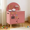 thumbnail image 2 of Costway Play Kitchen for Kids with Stoves Faucet Sink Microwave Oven Cooking Accessories Pink, 2 of 10
