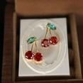 thumbnail image 7 of KCAHPAN Elegant Cherry Earrings Fruit Ear Jewelry Alloy Texture Fashion Accessories Everyday Casual Earrings for Comfortable, 7 of 7