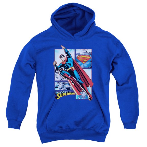 Jla - Superman Panels - Youth Hooded Sweatshirt - Medium