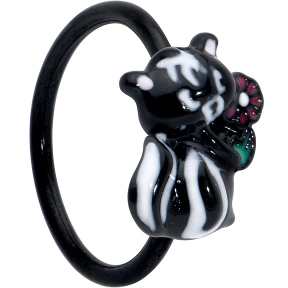 Body Candy Womens 20G Surgical Steel Black Nose Ring Funky Skunk Mens Nose Hoop Ring Circular Nose Ring 5/16”