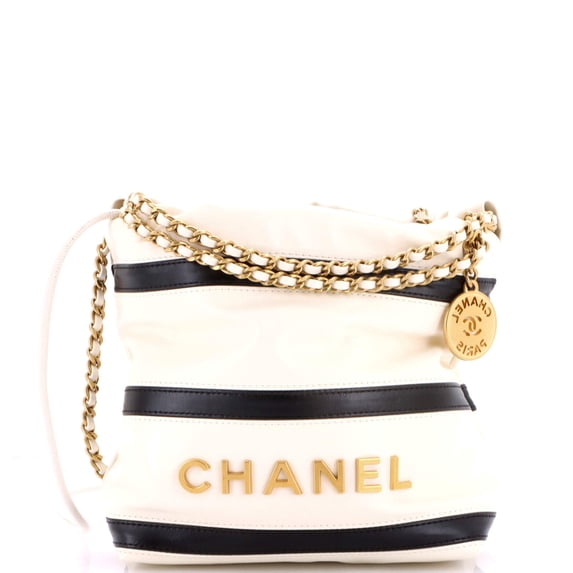 Pre-Owned 22 Chain Hobo Striped Shiny Calfskin Mini By Rebag
